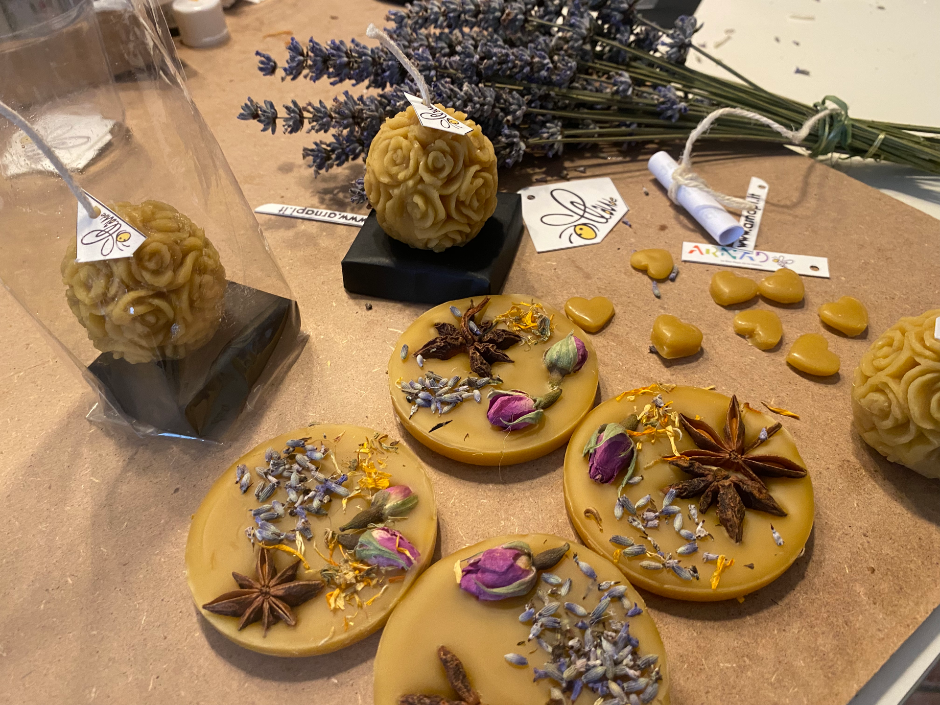 Bio Land – 50 Candele In Cera D'Api Naturali Per Rituali, Profumo Di Miele, Senza Fumo